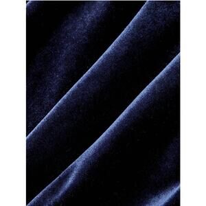 Women Blue Velvet Strapless Midi Dress Ruched Corset Bodycon Evening Party XS